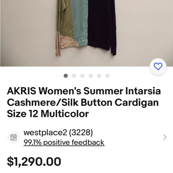 Akris Summer Intarsia Button multicolor cashmere & silk Cardigan - Picture 1 of 14